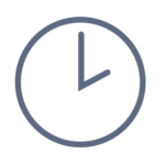 Grafik einer Uhr mit blauen Umrissen, die 2 Uhr anzeigt